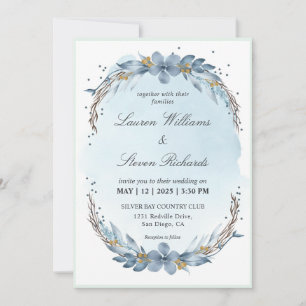 Custom Pastel White Light Soft Blue Winter Bride Invitation
