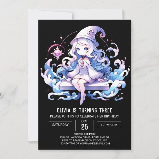 Custom Pastel Wizard Birthday Invitation (Front)