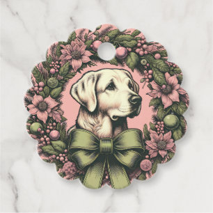 Custom Pastel Yellow Labrador Xmas Gift Tag