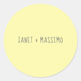 Custom pastel yellow personalised minimalist name classic round sticker