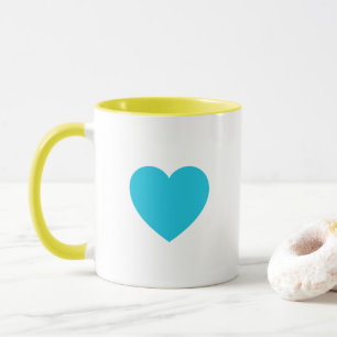 Custom Pastel Yellow & Teal Blue Heart Ceramic Mug