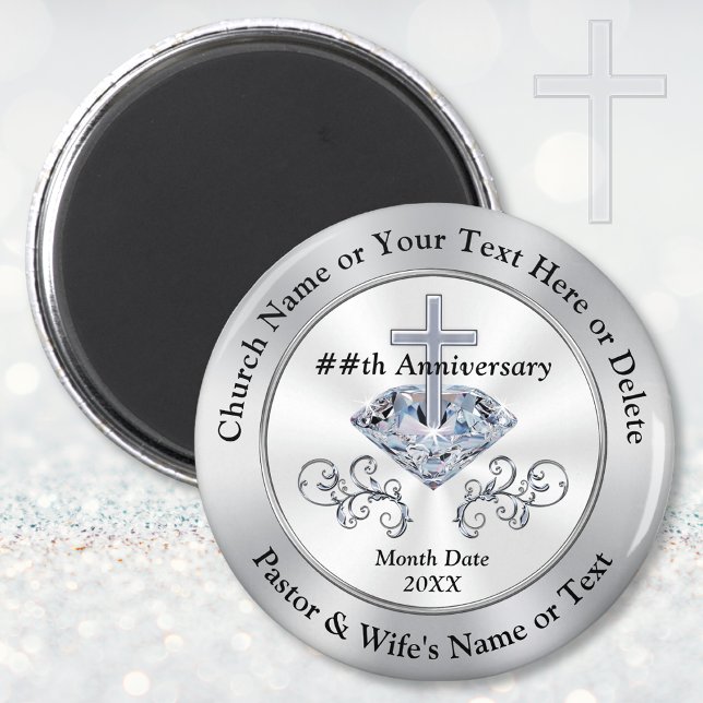 Custom Pastor or Church Anniversary Party Favours Magnet (Personalised, Church Anniversary Gifts. Ideas for Church Anniversary Celebrations. Church Favors.   )