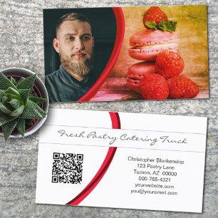 Custom Pastry  and Chef Photo with QR Code  Business Card