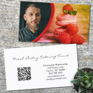 Custom Pastry Image Chef Photo with QR Code Business Card