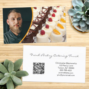 Custom Pastry Image Your Photo with QR Code Business Card