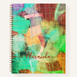 Custom Patchwork Aspect Boho Retro Green Brown Notebook