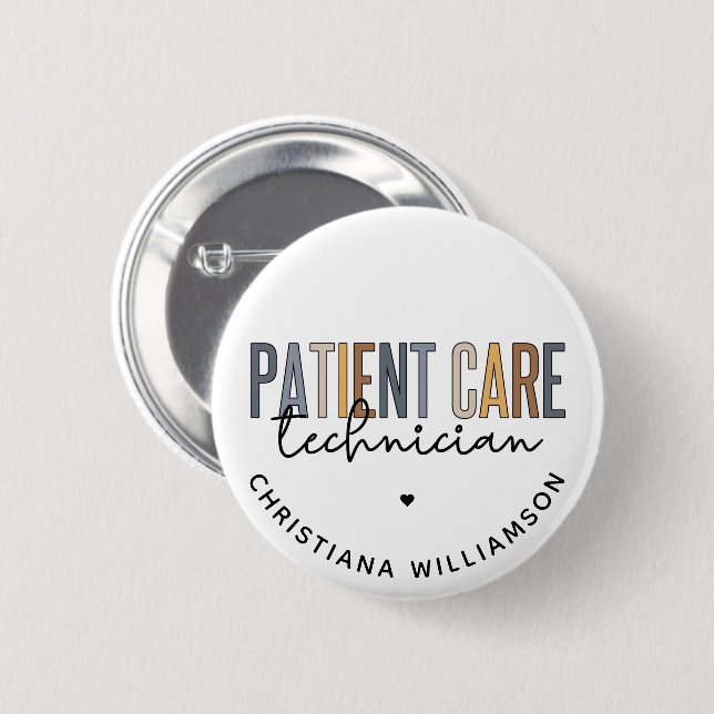 Custom Patient Care Technician PCT Gifts 6 Cm Round Badge (Front & Back)