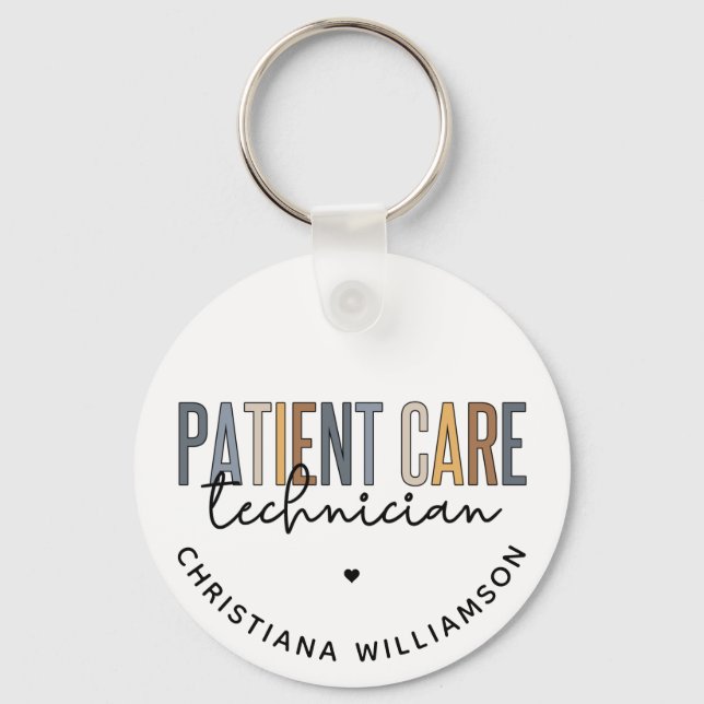 Custom Patient Care Technician PCT Gifts Key Ring (Front)