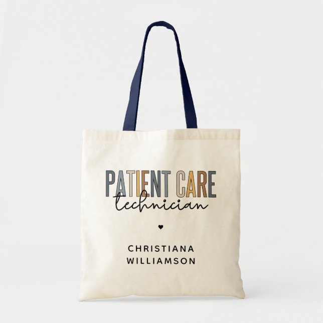 Custom Patient Care Technician PCT Gifts Tote Bag (Front)