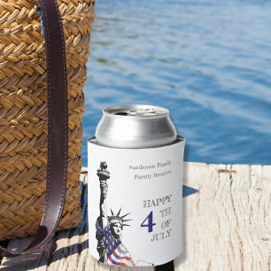 Custom Patriotic 4th of July Statue of Liberty Can Cooler