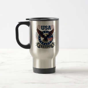 Custom Patriotic American Eagle USA Freedom Travel Mug