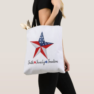 Custom Patriotic American Star, USA Flag Tote Bag
