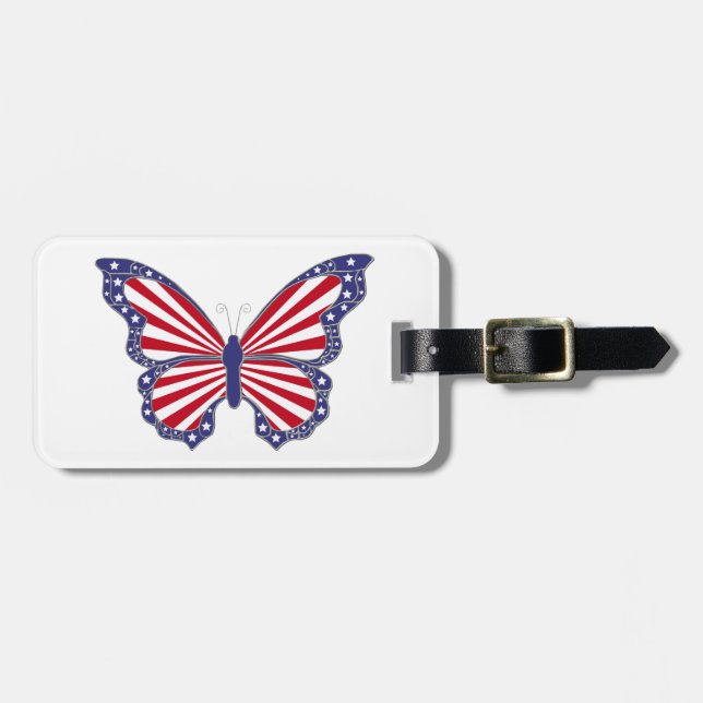 Custom Patriotic Butterfly Luggage Tag (Front Horizontal)