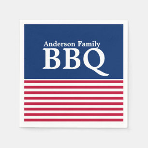 Custom Patriotic Red, White and Blue Napkin