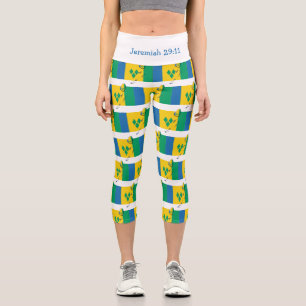 Custom Patriotic ST VINCENT FLAG Capri Leggings