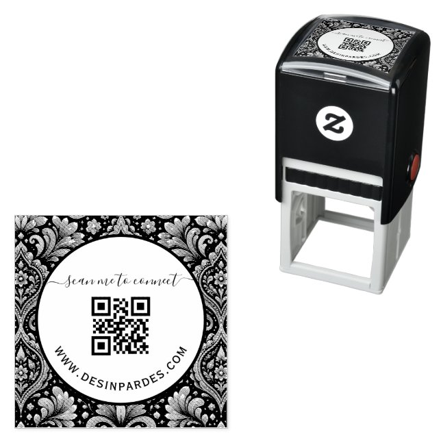 Custom pattern and website business QR code Self-inking Stamp (In Situ)