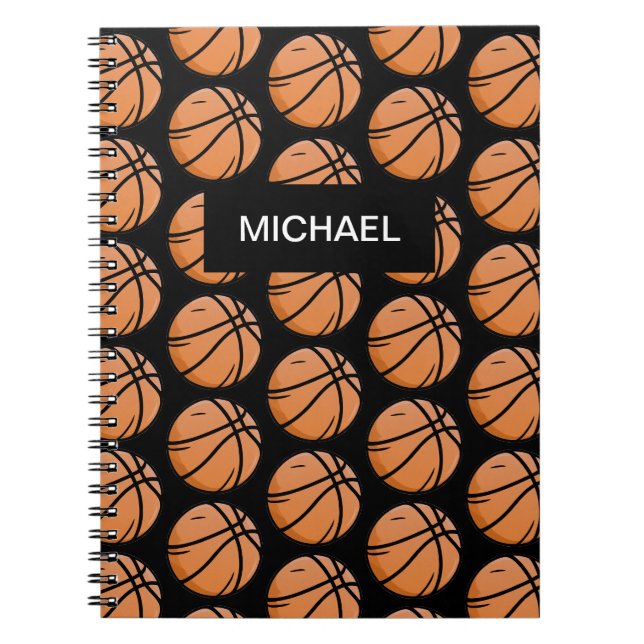Custom Pattern Basketball player and coach black   Notebook (Front)