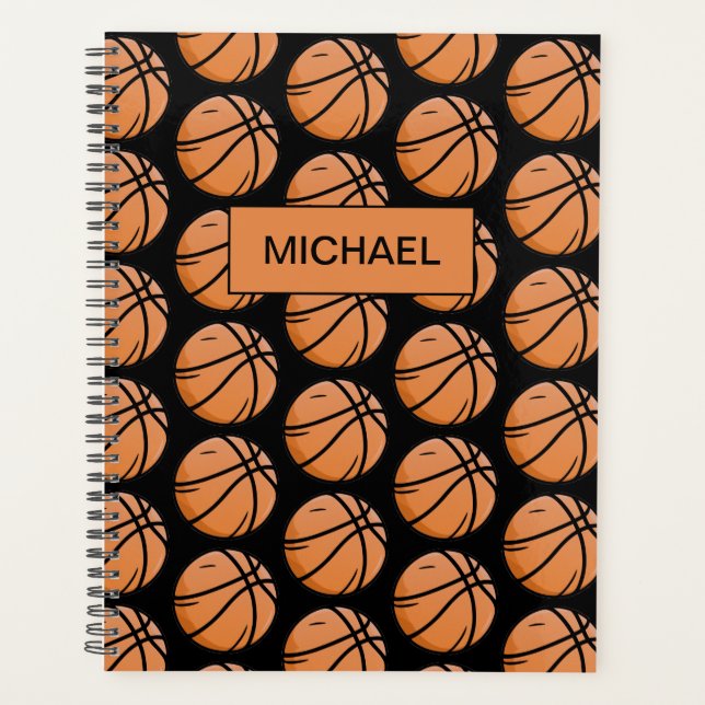 Custom Pattern Basketball player and coach black   Planner (Front)
