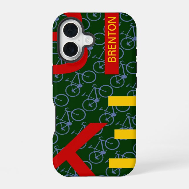 Custom Pattern Bike  iPhone 16 Case (Back)