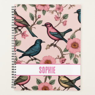 Custom pattern botanical floral birds planner