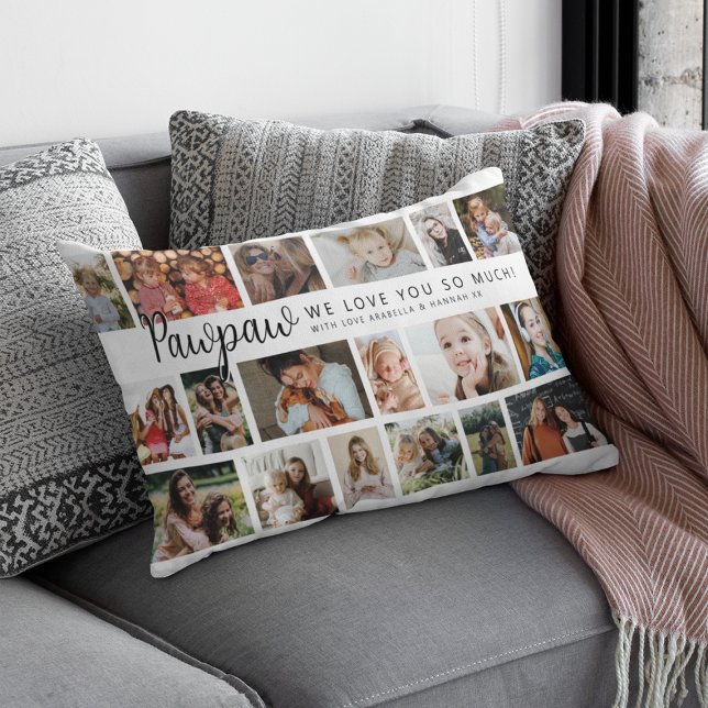 Custom Pawpaw 18 Photo Collage Lumbar Cushion (Creator Uploaded)