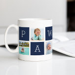 Custom Pawpaw Grandfather Photo Collage Coffee Mug<br><div class="desc">Create a sweet keepsake for a beloved grandpa this Father's Day or Grandparents Day with this simple design that features six of your favorite Instagram photos, arranged in a collage layout with alternating squares in navy blue, spelling out "Pawpaw." Personalize with favorite photos of his grandchildren for a treasured gift...</div>