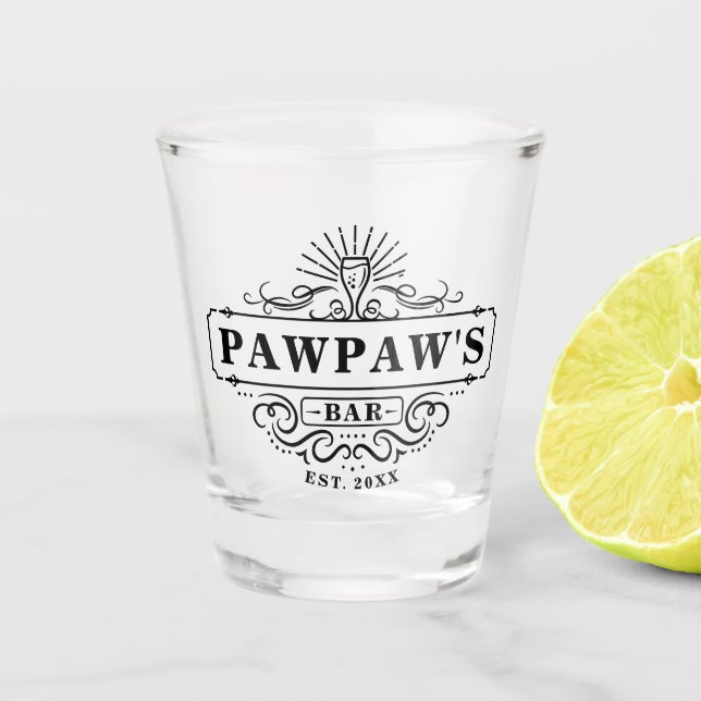 Custom Pawpaw's Bar Year Established Glass (Front)