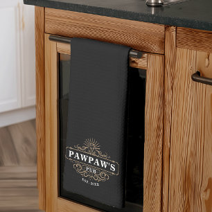 Custom Pawpaw's Pub Year Established Tea Towel