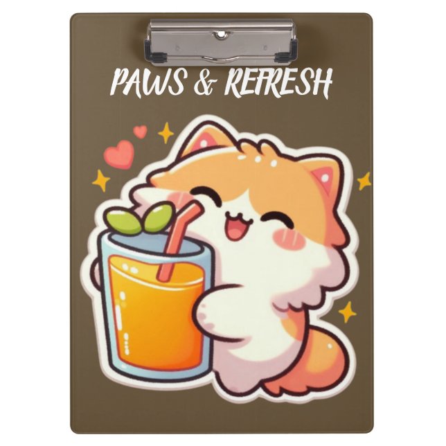 Custom Paws and Refresh Cute Cat Design Clipboard (Front)