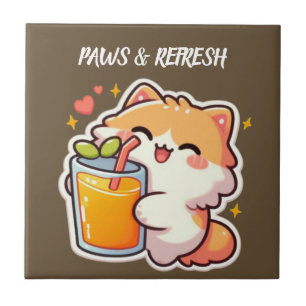 Custom Paws and Refresh Cute Cat Design Tile