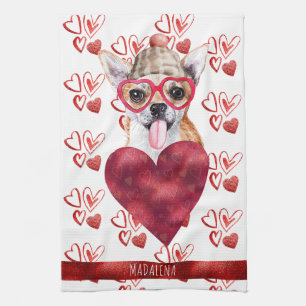 Custom Paws Dog Lover Valentine Gift Chihuahua Tea Towel