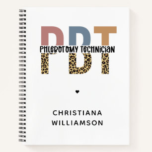 Custom PBT Phlebotomy Technician Leopard Print Notebook
