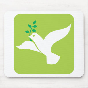 Custom Peace Dove With Olive Logo Mouse Pad