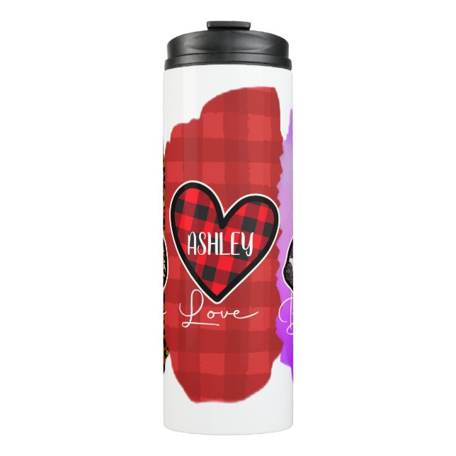 Custom Peace Love Boston terrier with Message Thermal Tumbler (Front)