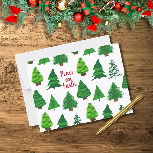 Custom Peace On Earth | Christmas Tree Pattern Postcard (Creator Uploaded)
