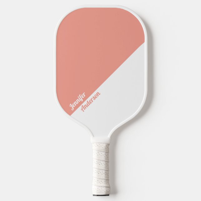 Custom Peach and White Pickleball Paddle (Front)