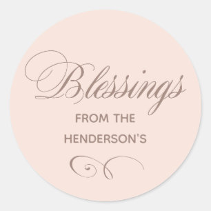 Custom Peach Blush Blessings Classic Round Sticker