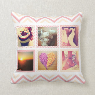 Custom Peach Chevron Instagram Cushion