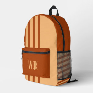 Custom Peach & Marsala Monogram Printed Backpack
