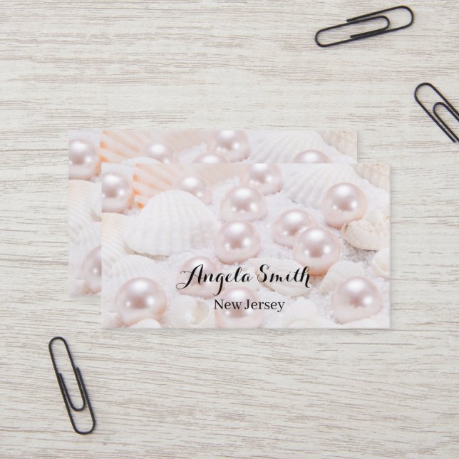 Custom Pearl Business Modern Personalised Minimal  Card (Front/Back In Situ)