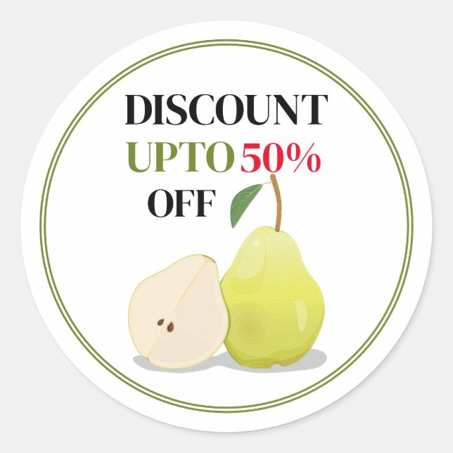 Custom Pears Fruit Discount Sticker (Front)