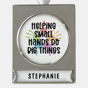 Custom Pediatric OT Occupational Therapist Gifts Silver Plated Banner Ornament