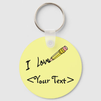 CUSTOM PENCIL WRITING I LOVE, <Your Text> Key Ring