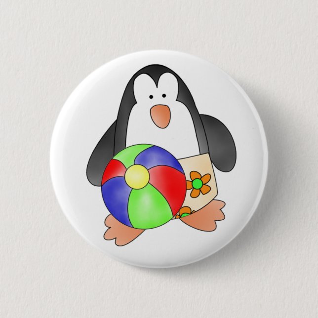 Custom Penguin Boy Swim Button (Front)