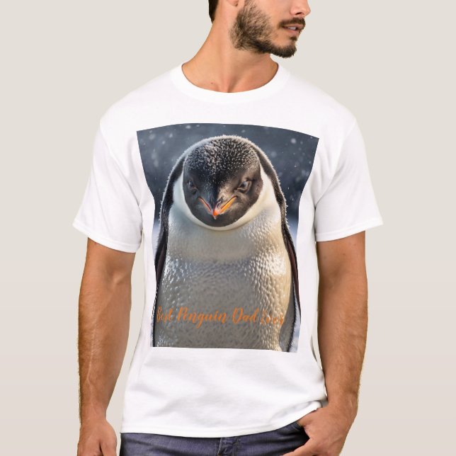 Custom Penguin Dad Personalised Vintage Photo T-Shirt (Front)