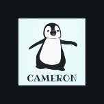 Custom Penguin Illustration Baby nursery art print<br><div class="desc">Customise this wrapped canvas with baby's name,  featuring my black and white cute penguin illustration. Perfect for a modern baby nursery.</div>