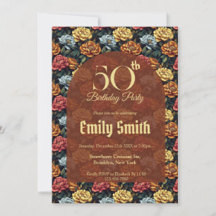 Custom Peonies Luxury Boho Birthday Invitation