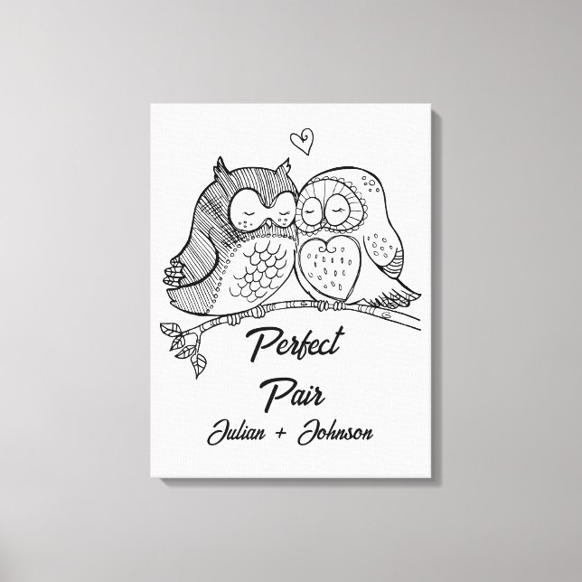 Custom perfect pair matching couple canvas print (Front)
