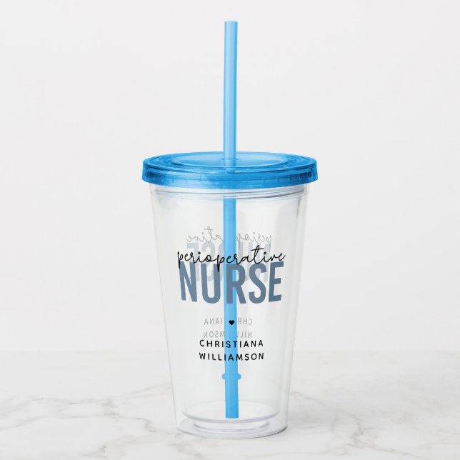 Custom Perioperative Nurse RN OR Nurse Gifts Acrylic Tumbler (Front)