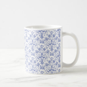 Custom Periwinkle Blue on White Decorative Floral Coffee Mug